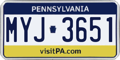 PA license plate MYJ3651