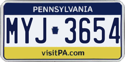 PA license plate MYJ3654