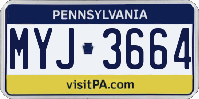 PA license plate MYJ3664