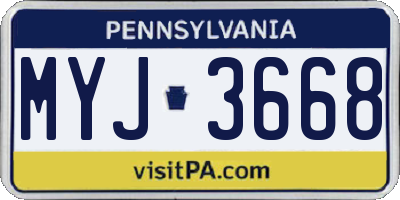PA license plate MYJ3668
