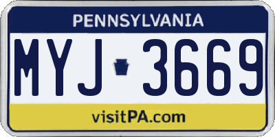 PA license plate MYJ3669