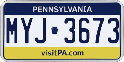PA license plate MYJ3673