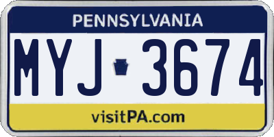 PA license plate MYJ3674