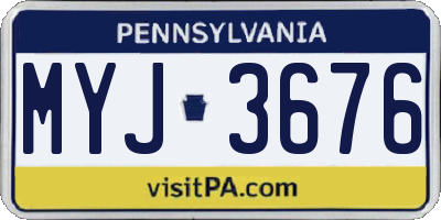 PA license plate MYJ3676