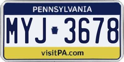 PA license plate MYJ3678