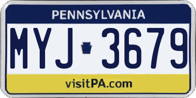 PA license plate MYJ3679