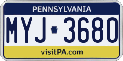 PA license plate MYJ3680