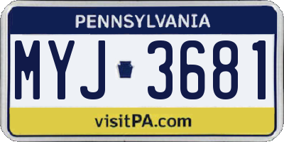PA license plate MYJ3681
