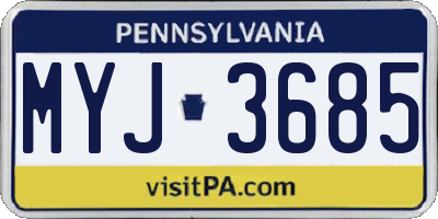 PA license plate MYJ3685