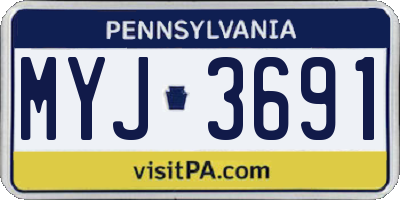 PA license plate MYJ3691