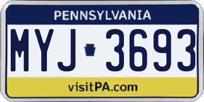 PA license plate MYJ3693