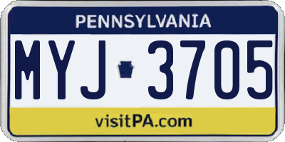 PA license plate MYJ3705