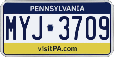 PA license plate MYJ3709