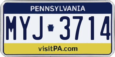 PA license plate MYJ3714
