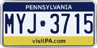 PA license plate MYJ3715