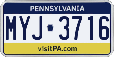 PA license plate MYJ3716