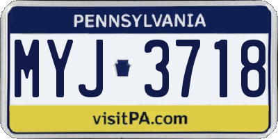 PA license plate MYJ3718