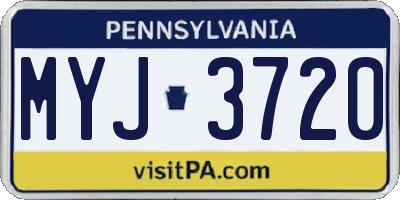 PA license plate MYJ3720