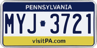 PA license plate MYJ3721