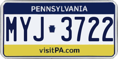 PA license plate MYJ3722