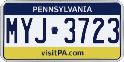 PA license plate MYJ3723
