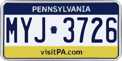 PA license plate MYJ3726