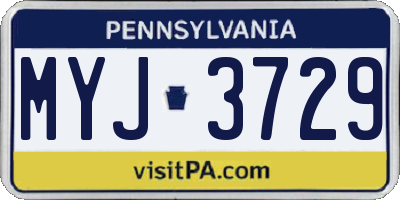 PA license plate MYJ3729