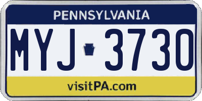 PA license plate MYJ3730