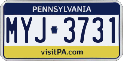 PA license plate MYJ3731