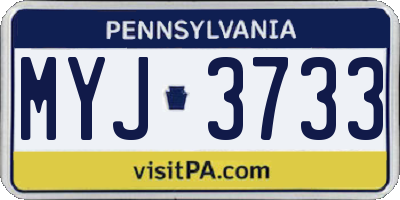 PA license plate MYJ3733