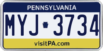 PA license plate MYJ3734