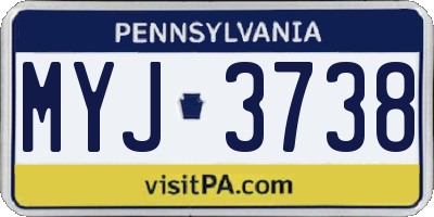 PA license plate MYJ3738