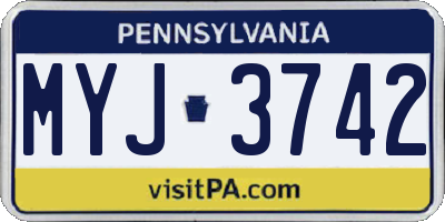 PA license plate MYJ3742