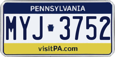 PA license plate MYJ3752
