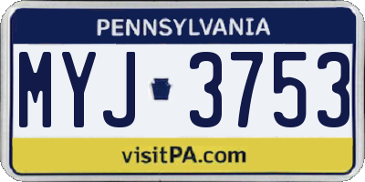 PA license plate MYJ3753