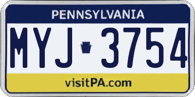 PA license plate MYJ3754