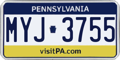 PA license plate MYJ3755