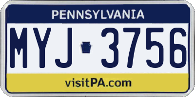 PA license plate MYJ3756
