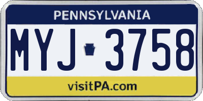 PA license plate MYJ3758