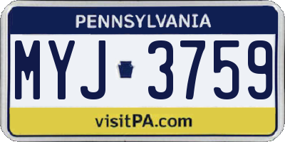 PA license plate MYJ3759