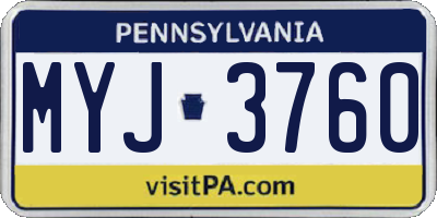 PA license plate MYJ3760