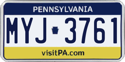 PA license plate MYJ3761