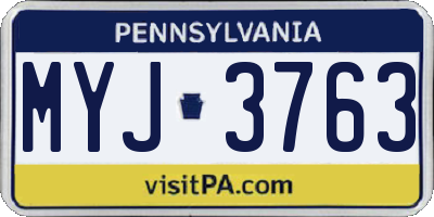 PA license plate MYJ3763