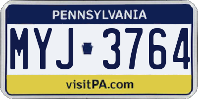 PA license plate MYJ3764
