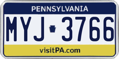 PA license plate MYJ3766