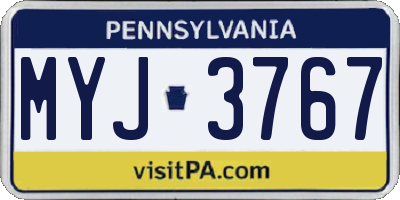 PA license plate MYJ3767