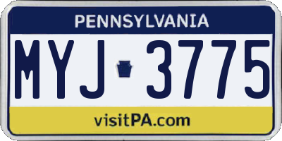 PA license plate MYJ3775