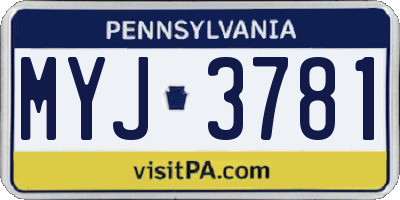 PA license plate MYJ3781