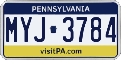 PA license plate MYJ3784