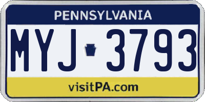 PA license plate MYJ3793